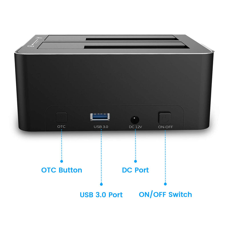 [Australia - AusPower] - Hard Drive Dock, RSHTECH Aluminum USB 3.0 to SATA Dual Bay External Hard Drive Docking Station for 2.5 & 3.5 inch SATA HDD SSD with Offline Clone/Duplicator Function, Support UASP & 2x16TB (RSH-DS01) SATA Dual-Bay Hard Drive Dock 