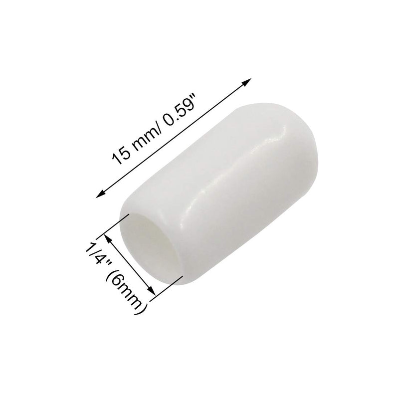 [Australia - AusPower] - Zorfeter 100 Pcs White Screw Thread Protectors 1/4" (6mm) PVC Flexible Round Tube Bolt End Caps 6mm ID 