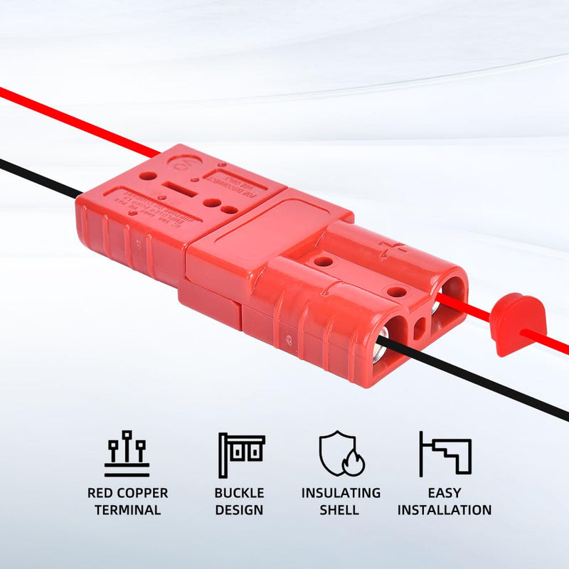 [Australia - AusPower] - cnaodun 4 Pcs 6-10 Gauge Anderson Connector Plug 50A 12-36V Battery Quick Connector Red Battery Quick Disconnect Wire Harness Plug Kit for Winch Car Auto Trailer Driver Electrical Devices 