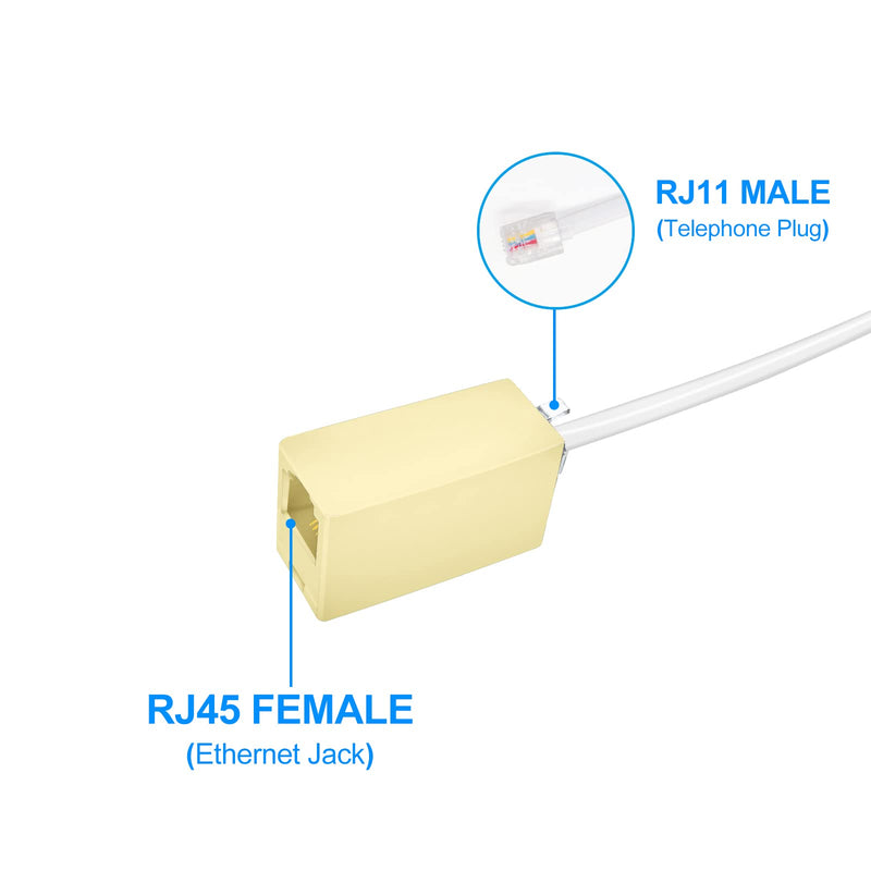 [Australia - AusPower] - RJ11 Landline System Accessories Include 25FT Extension Phone Cord with 30 Adhesive Cable Clips and 2 6P4C Straight Female to Female Inline Coupler White - 25FT Cable 