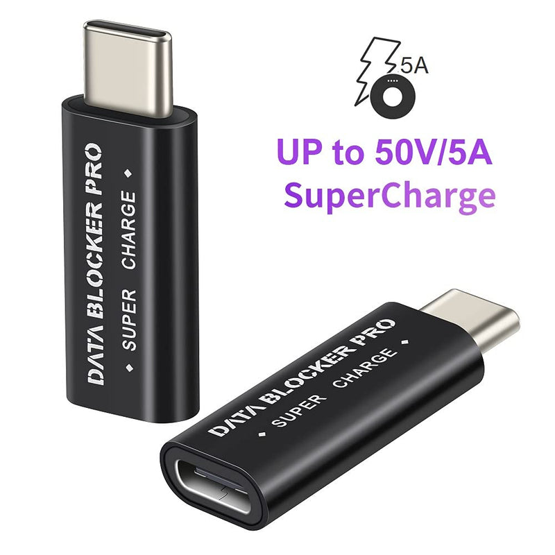 [Australia - AusPower] - Fast Charging USB C to C Data Blocker, Honwally USB Type C Condom Charger Protect Against Juice Jacking, Support Rapid Charge up to 50V/5A (2 Pack) 2 PACK Type C 