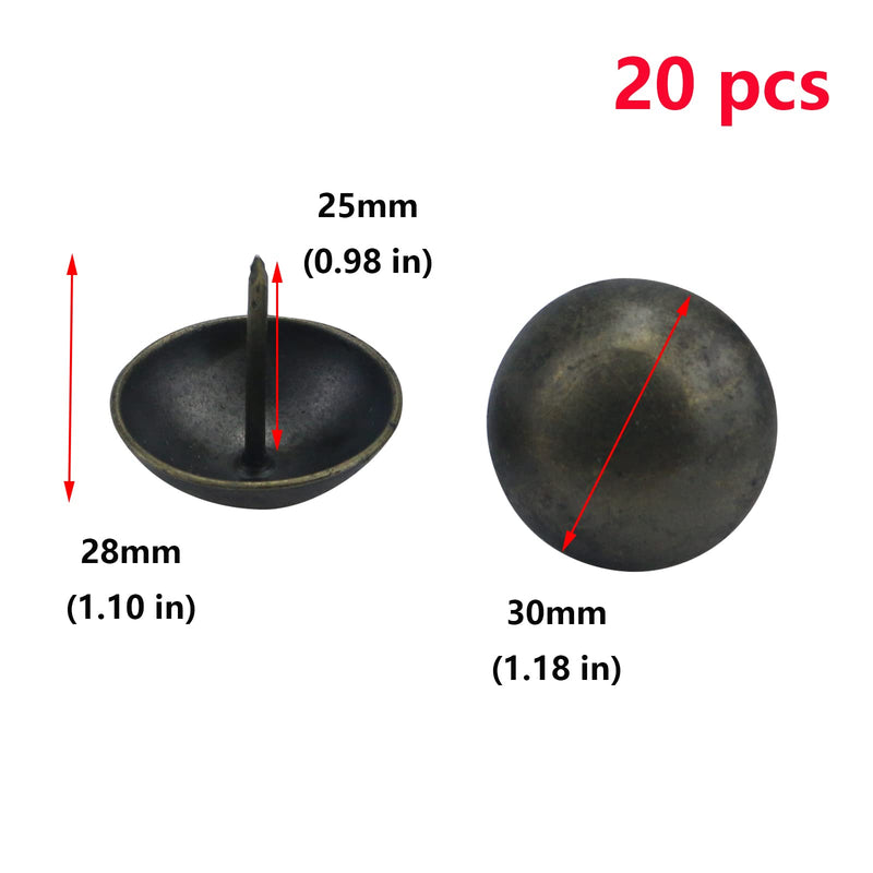 [Australia - AusPower] - Antrader 1-1/5" x 1" Household Upholstery Nails, Furniture Round Head Thumb Tack, Antique Brass, Pack of 20 1-1/5" × 1" ‎bronze 