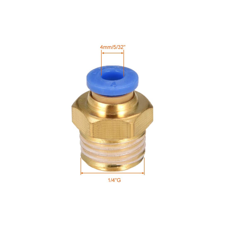 [Australia - AusPower] - uxcell Straight Pneumatic Push to Quick Connect Fittings G1/4 Male x 4mm Tube OD 10pcs 