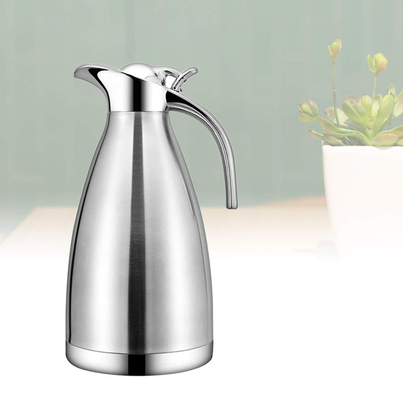 [Australia - AusPower] - Luxshiny Thermal Carafe Stainless Steel Keeping Hot or Ice Cold Water Vacuum Jug with Handle Hot Chocolate Pitcher for Home Restaurant Silver 1. 5L Double Layer 1.5L Double Layer 