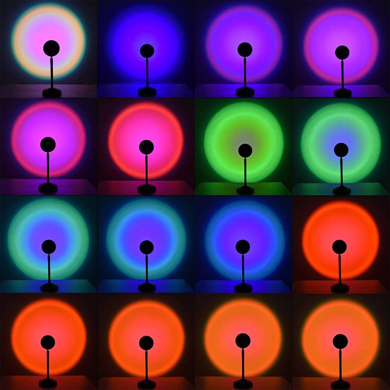 [Australia - AusPower] - Sunset Lamp, Sunset Projection Lamp YouOKLight Sunset Projector Light 16 Colors Brightness Adjustable with Remote Control USB Charging Projection Night Light for Photography Party Home Living Room Rgb, Remote Control 