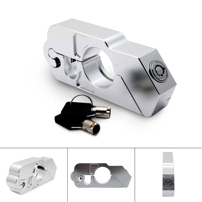 [Australia - AusPower] - Motorcycle Locks Heavy Duty Anti Theft Adjustable Bike Handlebar Lock for Protection Universal ATV Alloy CNC Handle Throttle Grip Security Lock with 2 Keys,Motorcycle Lock Silver 