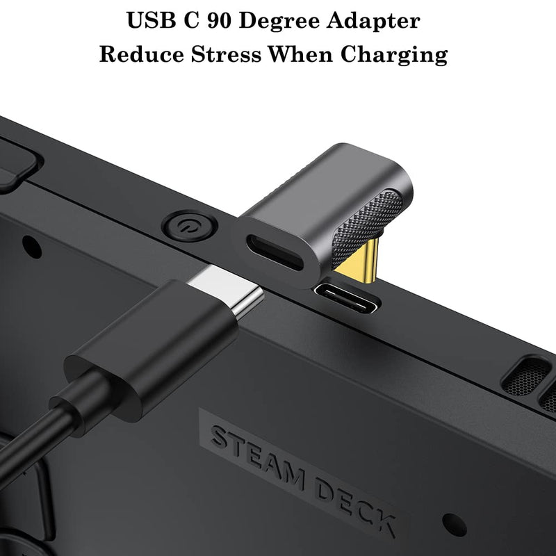 [Australia - AusPower] - AuviPal USB C 90 Degree Adapter (Two Styles), 100W USB C Male to USB C Female Right Angle Extender Connector for Steam Deck, Switch, MacBook Pro/Air, Tablet, Phone and More Type C Devices 
