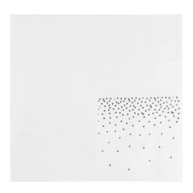 [Australia - AusPower] - Silver Cocktail Napkins - 100-Pack Disposable Napkins with Silver Foil Polka Dot Confetti, 3-Ply, Wedding Party Supplies, Folded 5 x 5 Inches 