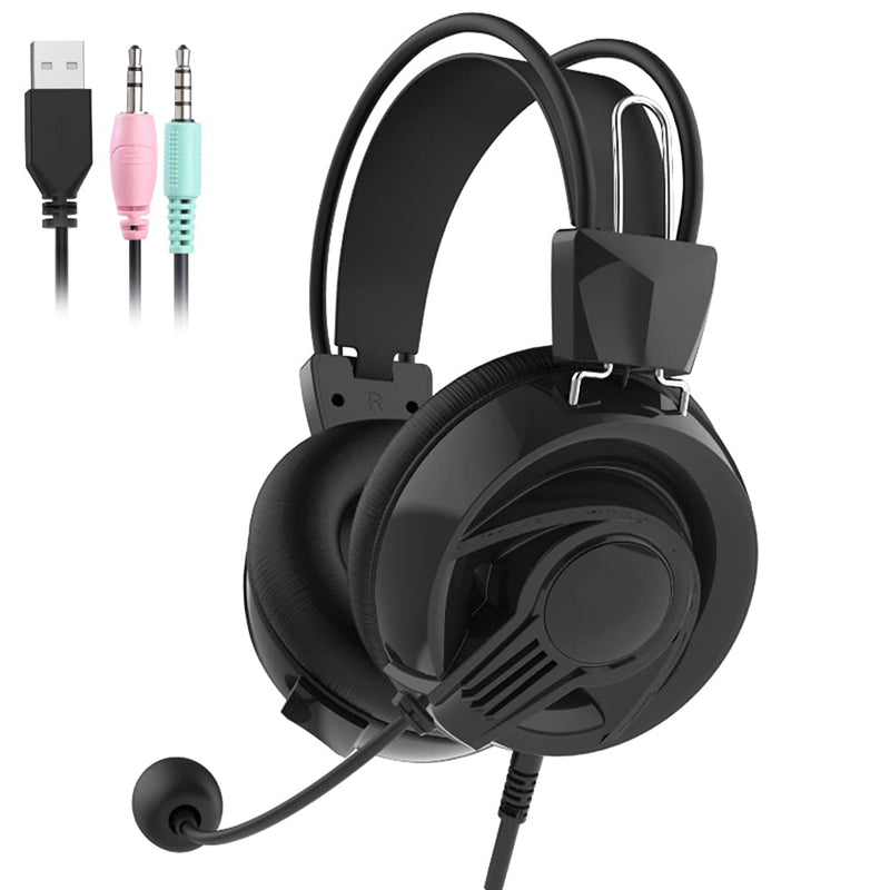 [Australia - AusPower] - RGB Light Double Beam Gift Noise Reduction for PC Gaming Headset with Mic(Black) 