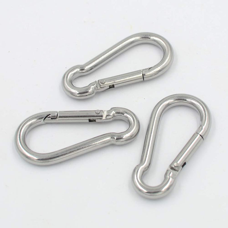 [Australia - AusPower] - DGOL 10pcs M5 304 Stainless Steel Carabiner Snap Spring Hook Outdoor D Ring Chain Quick Link Lock Fastner Size 2 inch x 1 inch 