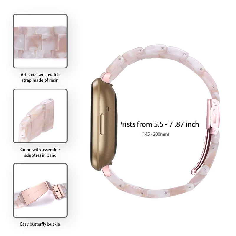 [Australia - AusPower] - Resin Watch Band Compatible with Fitbit Versa 3/Fitbit Sense, Lightweight Adjustable Fashion Bracelet Wristband Replacement for Women Men with Stainless Metal Buckle（Pink Flower） Pink Flower 