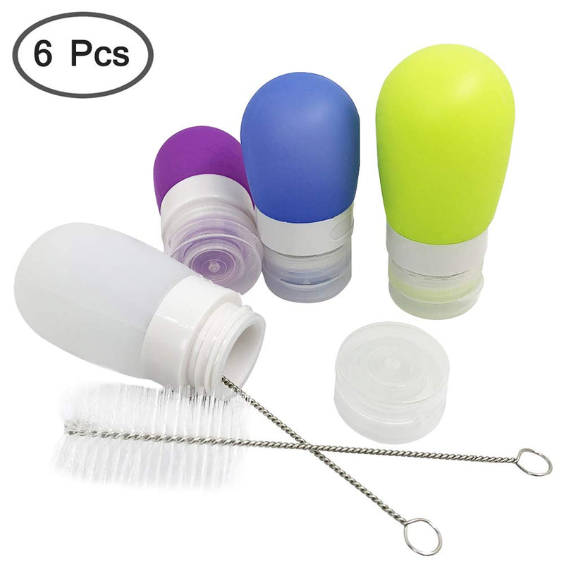 [Australia - AusPower] - 4 pcs Squeeze Salad Dressing Bottles, FineGood 1.3oz and 2 oz. Portable Sauce Containers, Leak Proof Food Storage Condiment Bottles, Comes with 2 pcs Cleaning Brushes - 4 Colors 
