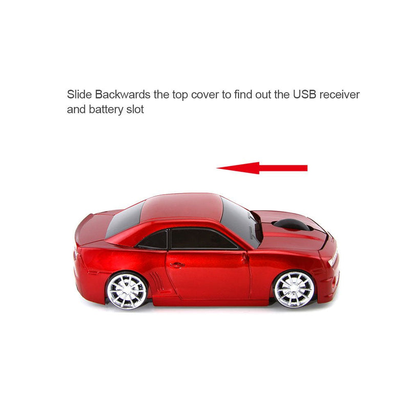 [Australia - AusPower] - ECOiNVA for Wireless Sports Car Mouse Desktop Laptop Computer Optical Mouse Mice AAA Battery Nano USB 2.4GHz (Red) Red 