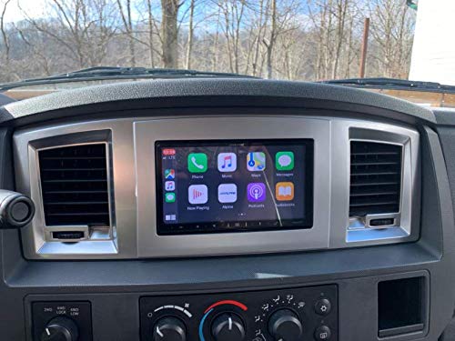 [Australia - AusPower] - Silver Double Din Dash Install Kit w/Wiring Harness Radio Stereo Compatible with Dodge Ram 