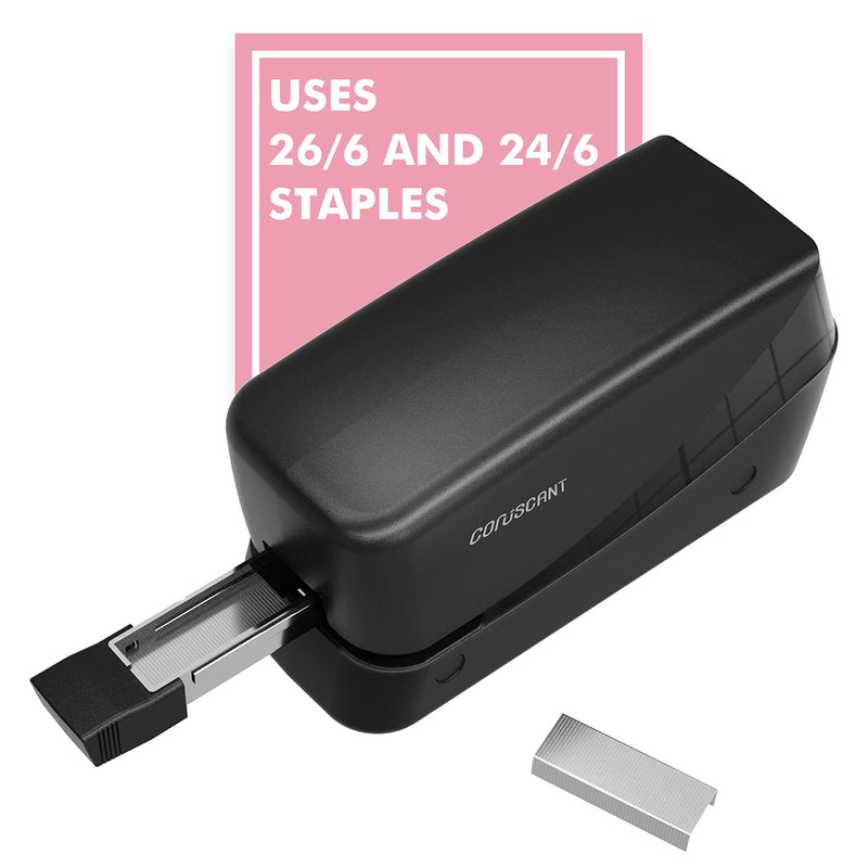 [Australia - AusPower] - Coruscant Electric Stapler,Heavy Duty Desktop Stapler,No-Jam Automatic Stapler AC or Battery Powered,25 Sheet,Professional for Office Home School Use Black 