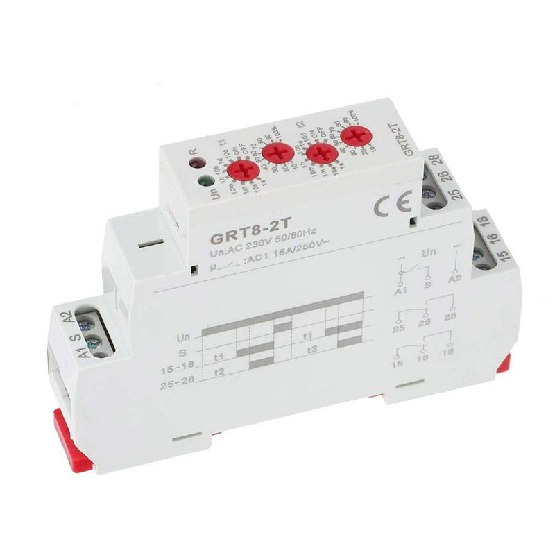 [Australia - AusPower] - Time Delay Relay, GRT8-2T Mini Rail Mount Double Delay Relay with LED Indicator AC 0.7-3VA/DC 0.5-1.7W(A230) 