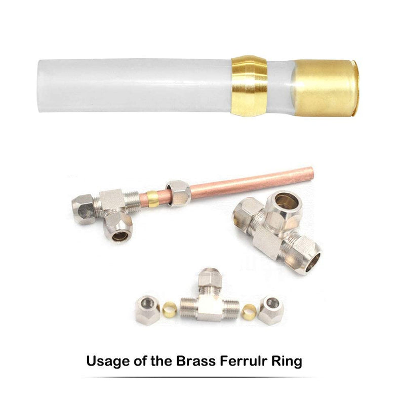 [Australia - AusPower] - Beduan Brass Compression Fitting, 6mm Tube OD*4mm Tube ID Compression Sleeve Ferrules and Insert Tube Support Crimp Ferrule Stiffener Combo 20 Pcs 