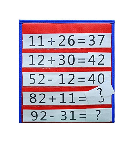 [Australia - AusPower] - VNOM Small Pocket Chart Table Top Double Sided Sentence Strips Pocket Chart Foldable & Self-Standing for Classroom or Home (13”x12”,Blue+Red) 
