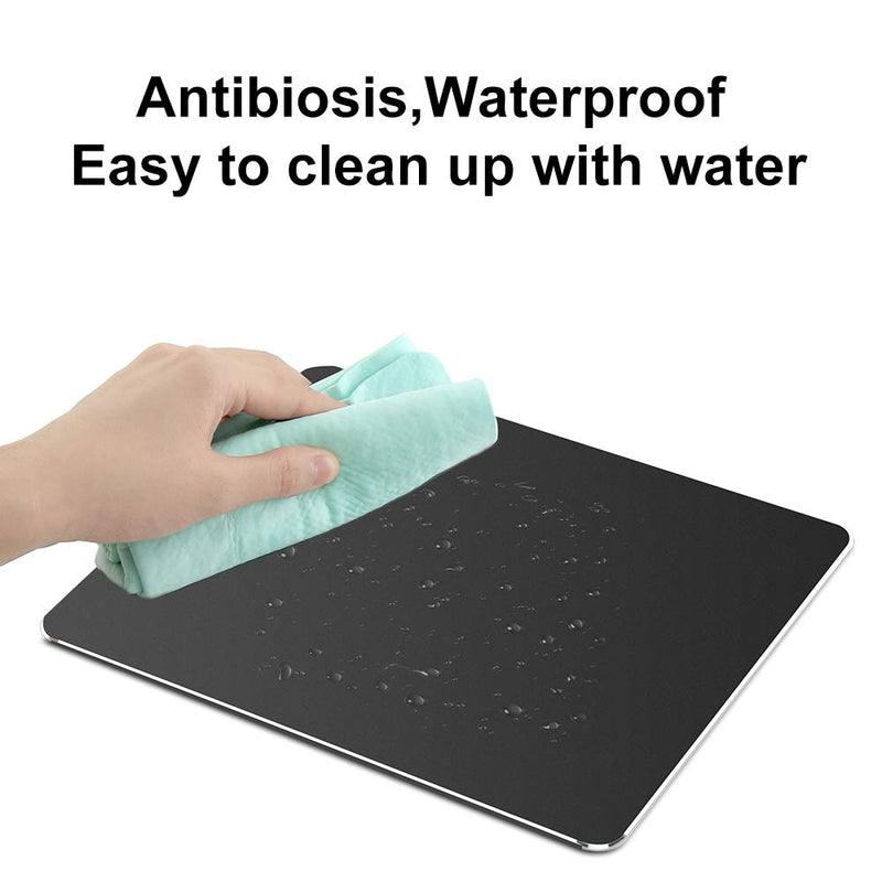 [Australia - AusPower] - Hard Black Metal Aluminum Mouse Pad Mat Smooth Magic Ultra Thin Double Side Mouse Mat Waterproof Fast and Accurate Control for Gaming and Office((Large 11.81X9.45 Inch) Large 