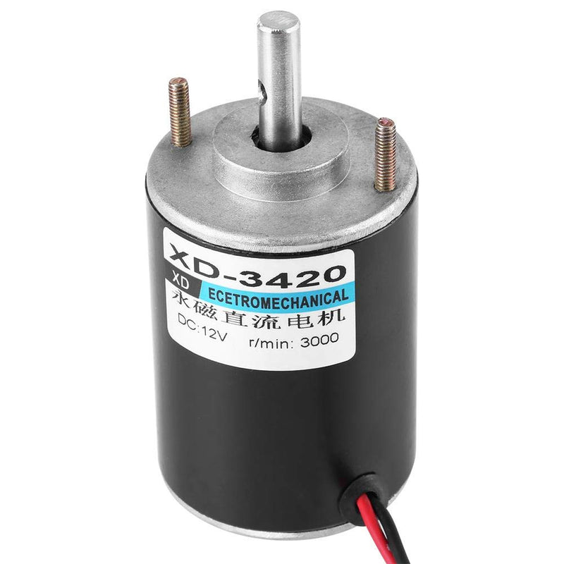 [Australia - AusPower] - XD-3420 DC Electric Motor, 12V High Speed Permanent Magnet DC Motor, Mini Electric Gear Motor, Low Noise, Low Loss, for Grinding Machine, Medical Equipment, Small Cutting Bench (12V 3000RPM) 