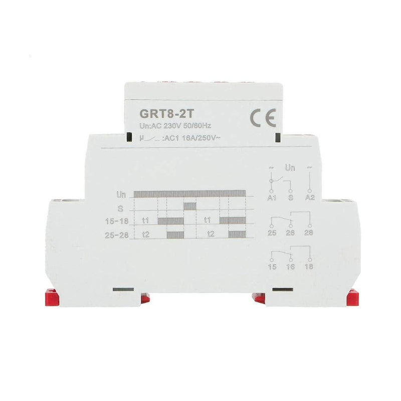 [Australia - AusPower] - Time Delay Relay, GRT8-2T Mini Rail Mount Double Delay Relay with LED Indicator AC 0.7-3VA/DC 0.5-1.7W(A230) 