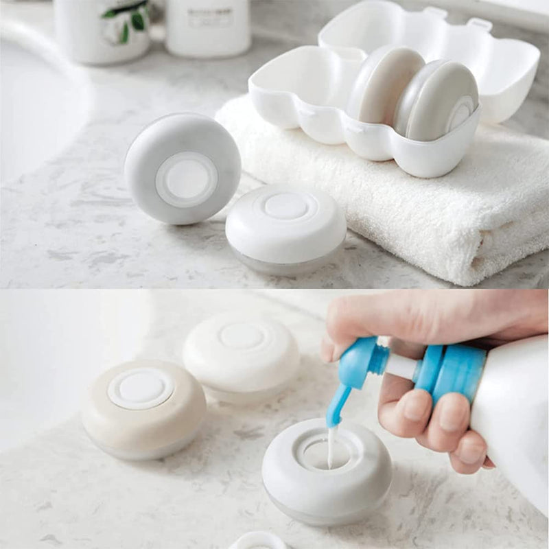 [Australia - AusPower] - 4 Pieces Push-Type Travel Dispenser Set, Portable Food Grade Squeeze Plastic Liquid Travel Bottles for Shampoo, Conditioner, Lotion, Toiletries 