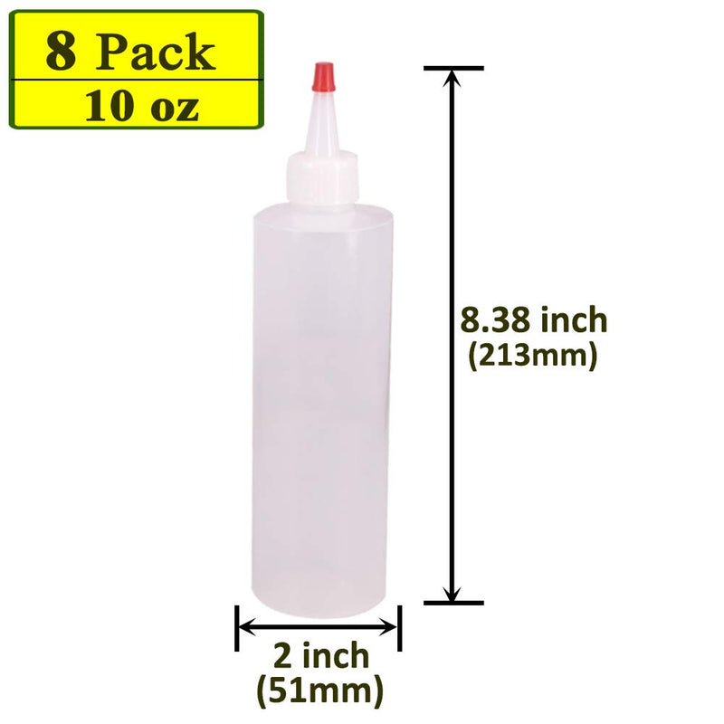 [Australia - AusPower] - Belinlen 8 Pack 10-Ounce Plastic Squeeze Bottles with Red Tip Caps for Food, Crafts, Art, Multi Purpose Set of 8 with Extra 6 Red Cap 18 Chalk Labels and 1 Pen 10oz(8pack) 