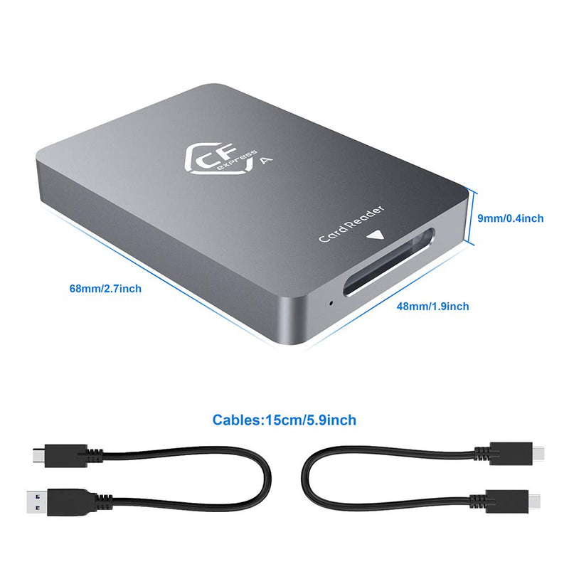 [Australia - AusPower] - MTAKYA CFexpress Type A Card Reader USB 3.1 Gen 2 10Gbps Portable Aluminum Memory Adapter Thunderbolt 3 Port Support Android / Windows Mac OS Linux Incl Two Cables 