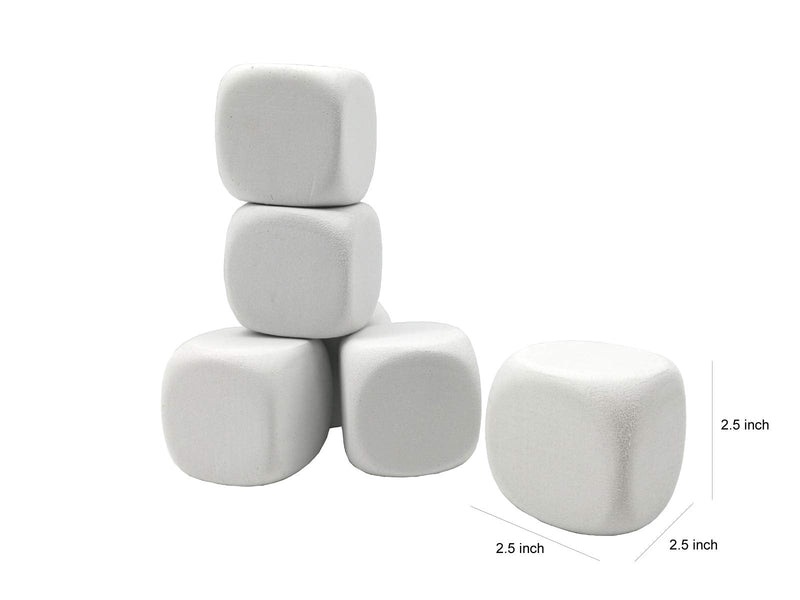 [Australia - AusPower] - Qidiwin 2.5 Inch White EVA Foam Dices for Kids Graffiti, Building Blocks,Creative Painting,Party Supplies, 12 PCS 