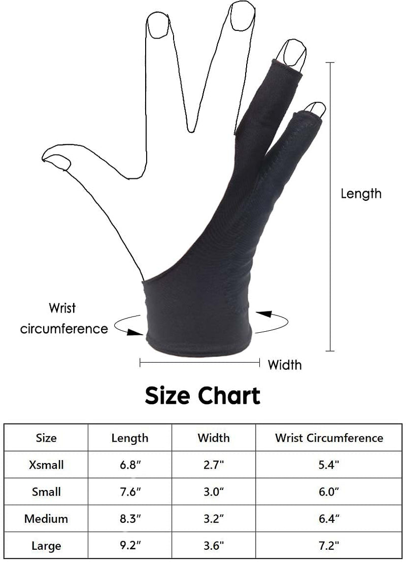 [Australia - AusPower] - Timebetter Artist Drawing Glove, Digital Art Glove for Tablet iPad, Palm Rejection, Two Open Finger, Fit Left Right Hand - L, Pack of 2 2 Finger, Tip Open 