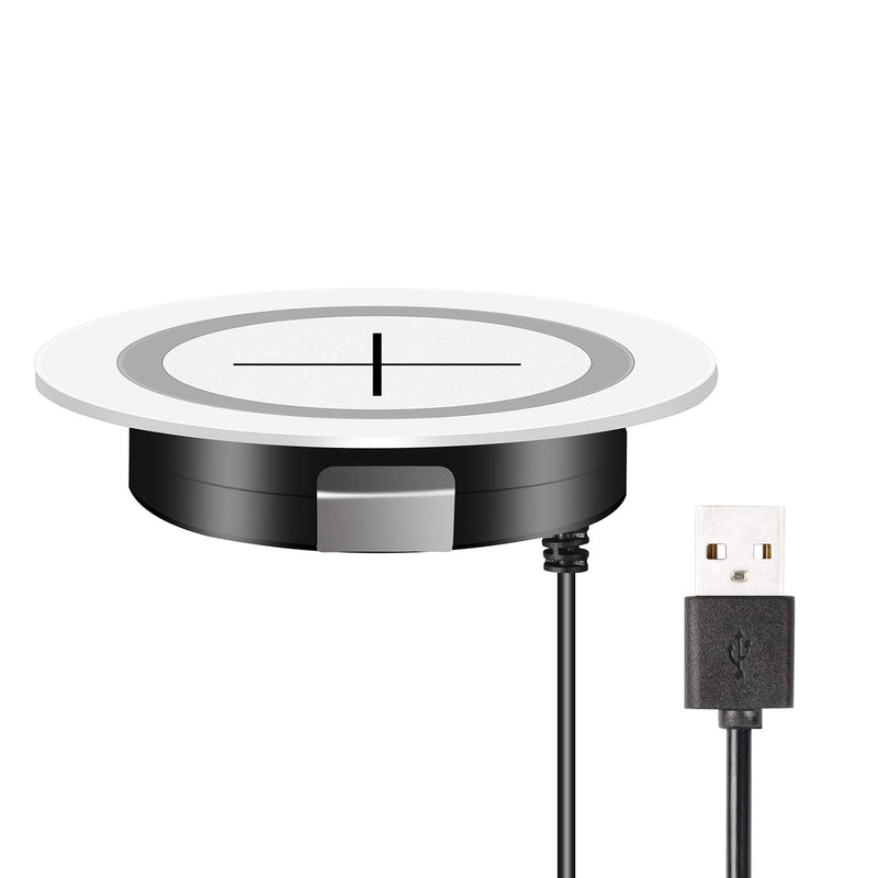 [Australia - AusPower] - Desk Wireless Charger,Desktop Wireless Power Grommet Wireless Charging Pad Compatible with iPhone12 11Pro Max/XR/ 8 Plus White 