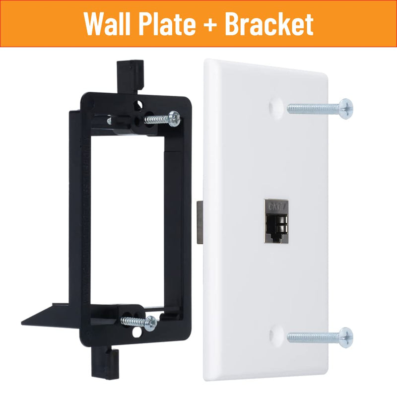 [Australia - AusPower] - YOEMELY CAT7 RJ45 Inline Coupler Keystone Jack Wall Plate with Low Voltage Mounting Bracket, Metal Shielded 1 Port Cat7 Ethernet Cable Wall Plate Shielded Female to Female 1 Set White, 1-Port, 1 pack 