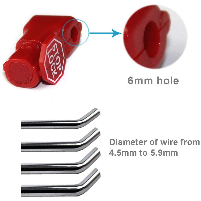 [Australia - AusPower] - TooWin 100PCS Peg Hook Stop Lock for Prevent The Sweep Theft of Displayed Products on A Wire Peg, Plastic Red Security Lock ,Retail Shop Anti-Theft Display - 6mm 