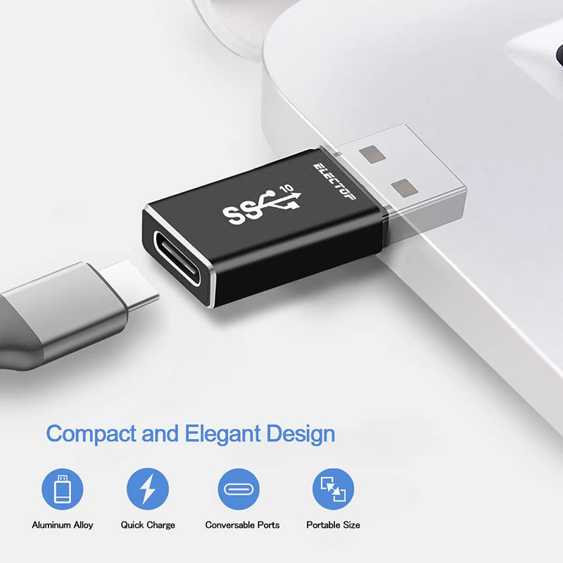 [Australia - AusPower] - [10Gbps] USB 3.1 GEN 2 Male to Type-C Female Adapter, Support Double Sided 10Gbps Charging & Data Transfer, USB A to USB C 3.1 Converter Black 