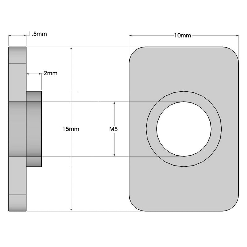 [Australia - AusPower] - Pre-Assembly Square Nuts Flat M5 T Nut for 2020 Aluminum Extrusions Pack of 100 M5 Flat T-Nut 