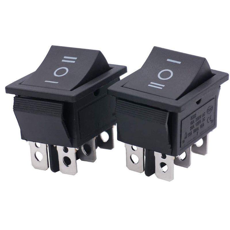 [Australia - AusPower] - Twidec/2Pcs Rocker Switch 6 Pins 3 Position ON/Off/ON AC 10A/125V 6A/250V DPDT Car Boat Black KCD4 Rocker Switch Toggle KCD2-203 