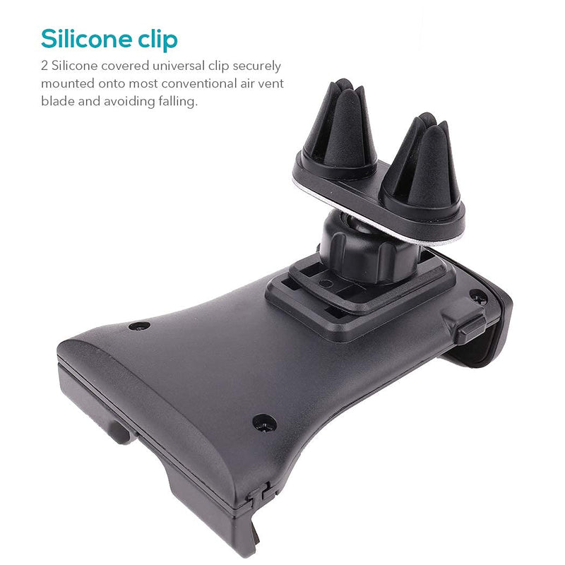 [Australia - AusPower] - SALEX Cell Phone Holder for Horizontal Air Vent. Universal Gray Mount with 2 Air Vent Clips. Plastic Hands Free Cradle for Smartphones up to 11". Handable Car Interior Bracket for iPhone, Samsung. 