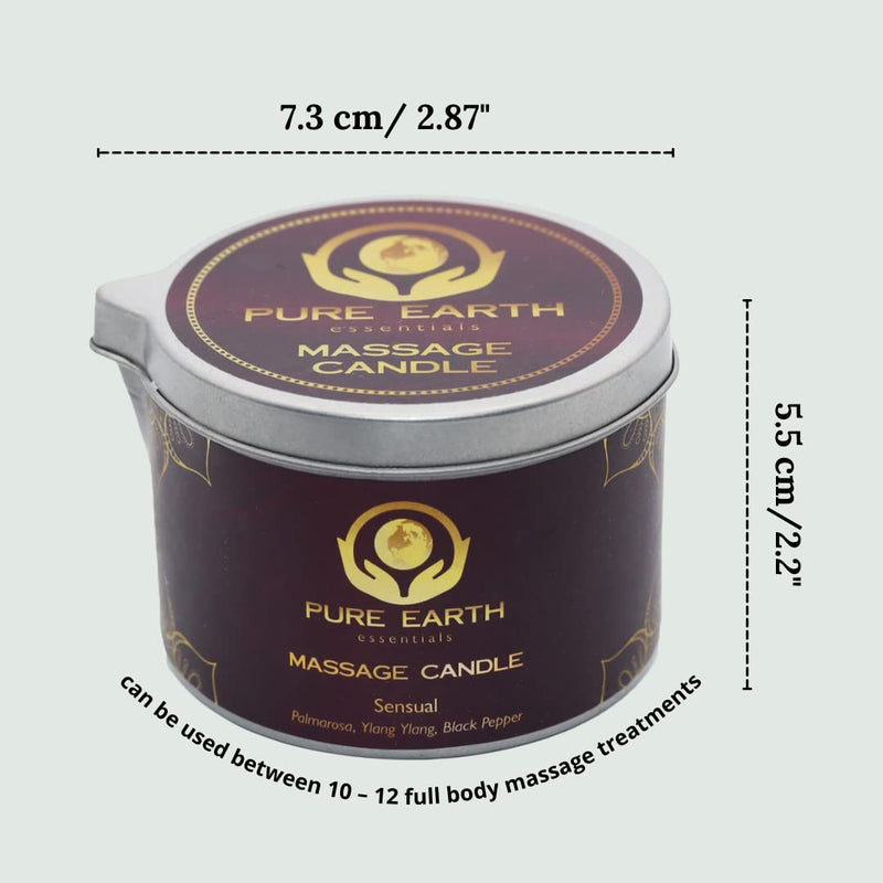 [Australia - AusPower] - Sensual Massage Candles for Couples - Skin Moisturizing Body Oil Candle for Play or Relaxation Vegan Massage Candle with Palmarosa, Ylang Ylang, Black Pepper (6 Ounce) - by Pure Earth Essentials Sensual 
