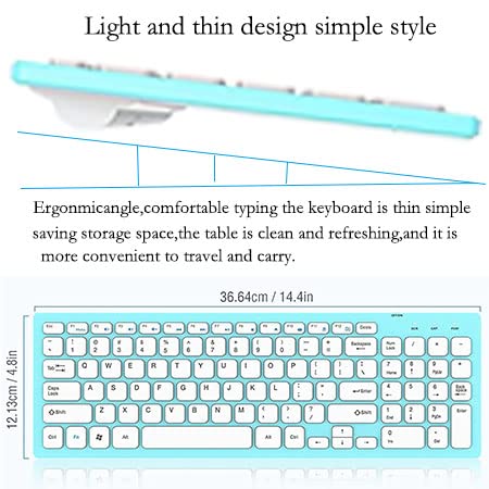[Australia - AusPower] - 2.4G Blue Wireless Keyboard Mouse Combo ROTCAR Full-Size Ultra-Thin Rechargeable Design for Windows, Computer, Desktop, PC , Notebook 