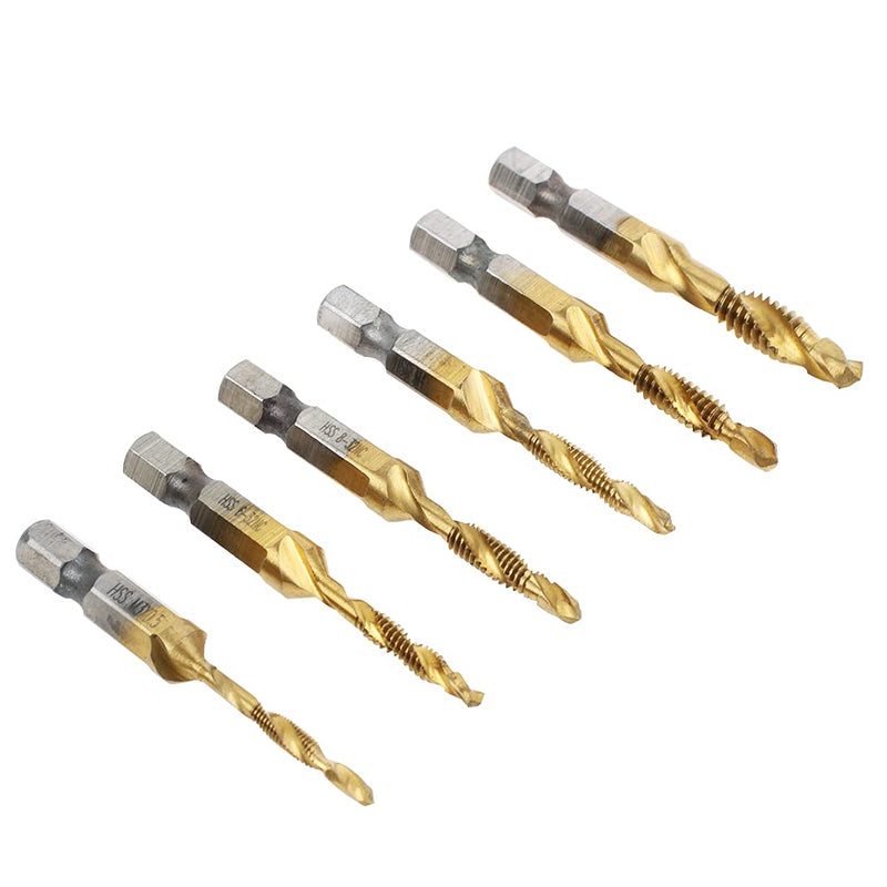 [Australia - AusPower] - AUTOTOOLHOME Titanium Combination Drill Tap Bit Set 13PCS SAE and Metric Tap Bits Kit for Screw Thread Drilling Tapping Deburring Countersinking 