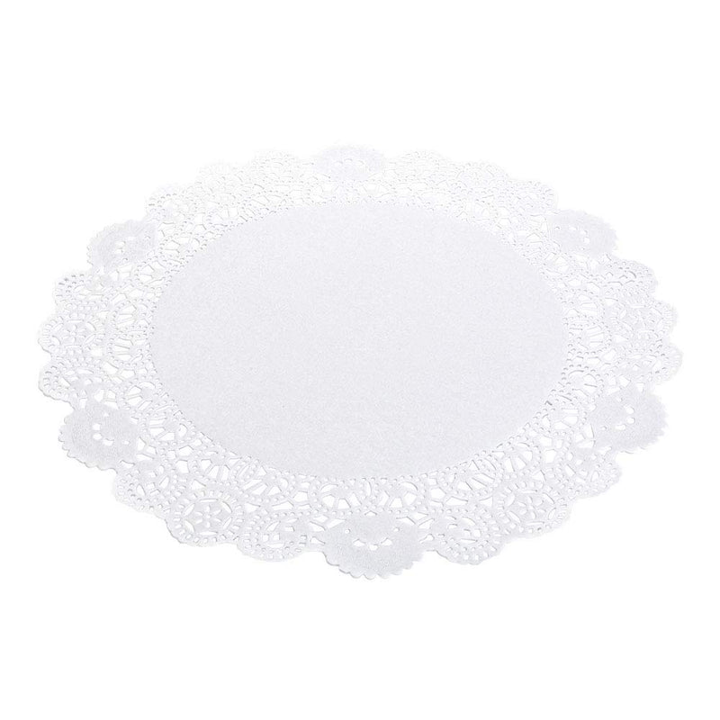 [Australia - AusPower] - Disposable Paper Lace Doilies - White - Round - Use with Cakes, Desserts, Baked Goods, Weddings, Decoration - 12" x 12" - 100ct Box - Pastry Tek - Restaurantware 12" 