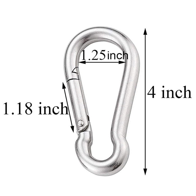 [Australia - AusPower] - 4 Inch Spring Snap Hook 304 Stainless Steel Quick Link Lock Fastner Hook for Boating and Heavy Duty Use, 400 lbs Maximum Capacity, 2 Pcs 