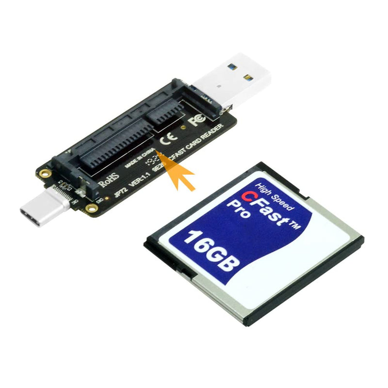 [Australia - AusPower] - NFHK USB-C USB3.0 Type-C to CFast 2.0 Card Adapter PCBA CFast Card Reader for Desktop Laptop 