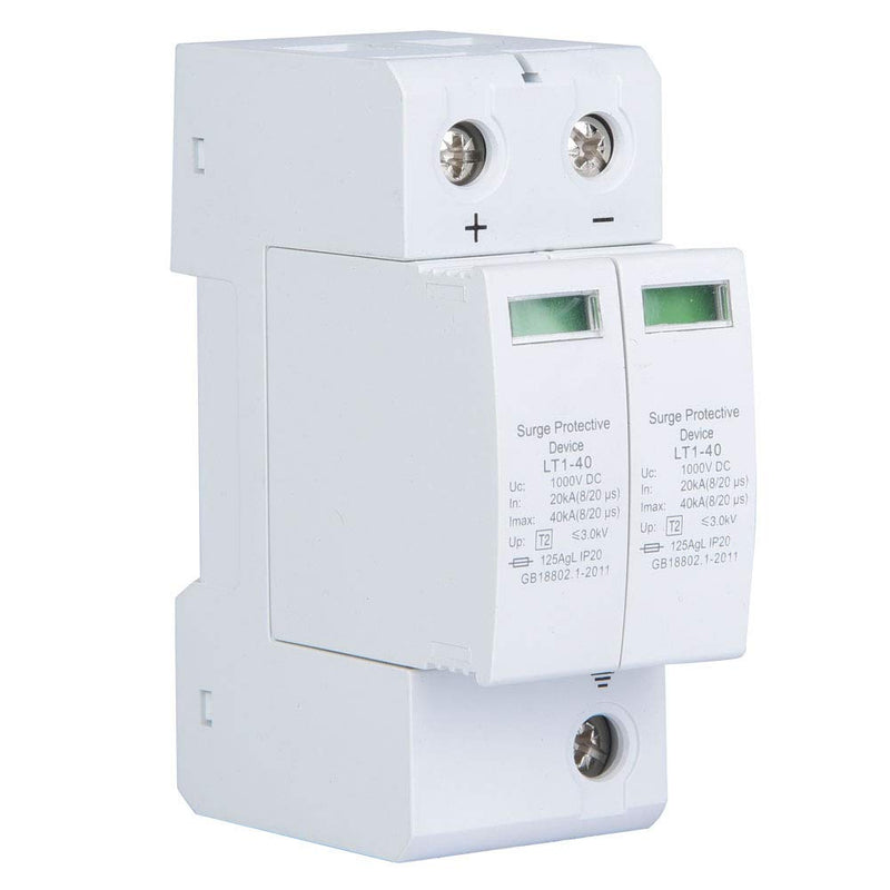 [Australia - AusPower] - Surge Protective Device, 2P Surge Protective Arrester Device Home Lightning Protection DC Photovoltaic Lightning Protector Low Voltage Arrester, 2P Guide Rail Mounting (2P40KA) 2P40KA 