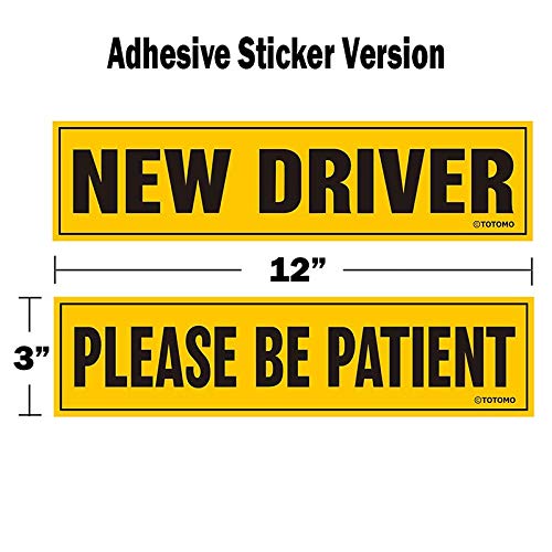 [Australia - AusPower] - TOTOMO New Driver Sticker for Car – Large 12x3 Adhesive Reflective Vehicle Safety Sign Window Cling for Student Rookie Learner Drivers Removable Bumper Sticker Please Be Patient 2 Adhesive Sticker Set 