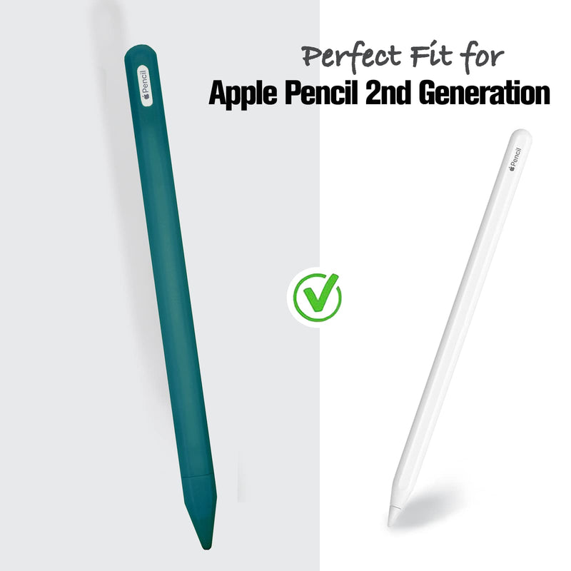 [Australia - AusPower] - KELIFANG Silicone Case Sleeve Cover Compatible with Apple Pencil 2nd Generation, Protective Skin Holder Grip and Tip Cap Accessories for iPad Pro 11/12.9 inch, Forest Green 
