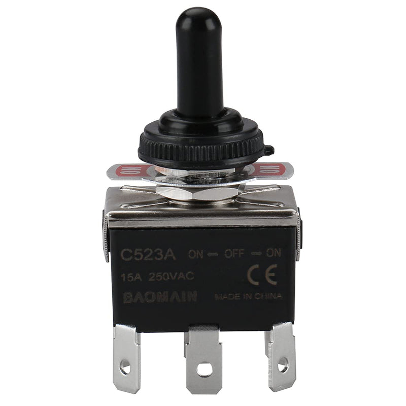 [Australia - AusPower] - Baomain Toggle Switch with Cap AC 250V 15A DPDT 3 Position ON/Off/ON 6 Pins CE Listed 1 