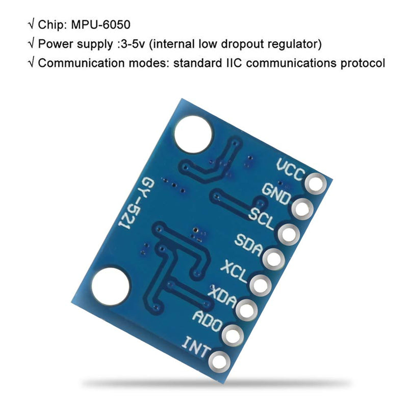 [Australia - AusPower] - 10 Pcs GY-521 MPU-6050 MPU6050 Module,6 DOF MPU-6050 3 Axis Accelerometer Gyroscope Sensor Module 16Bit AD Converter Data Output IIC I2C DIY Kit for Arduino (10PCS) 10PCS 