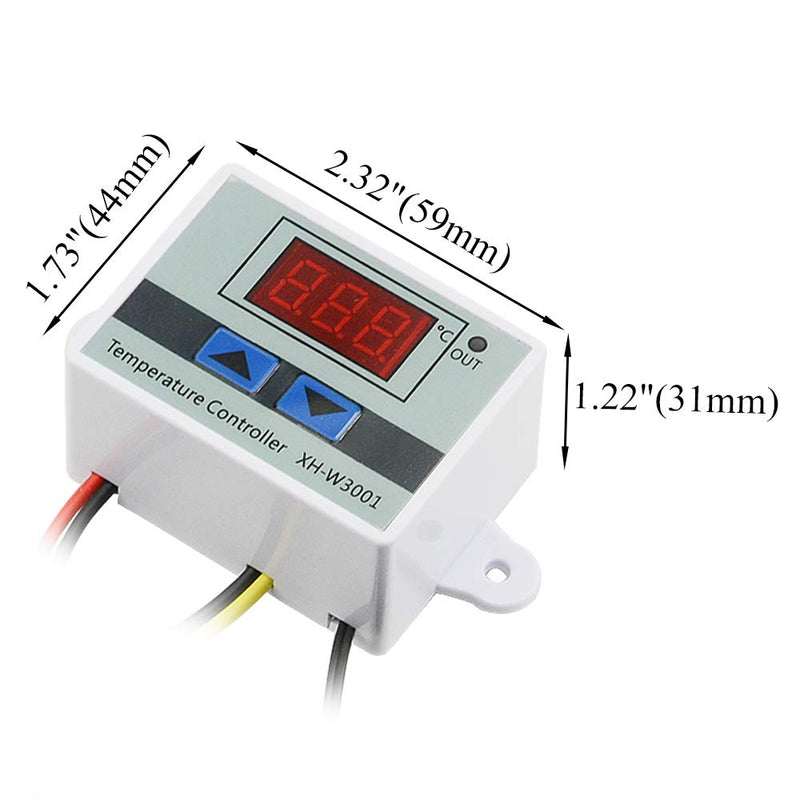 [Australia - AusPower] - XINGYHENG XH-W3001 DC 12V 10A Microcomputer Digital Temperature Controller Digital Display Thermostat Control Switch and NTC 10K Thermistor Sensors Digital Temperature Probe (12V 120W) 