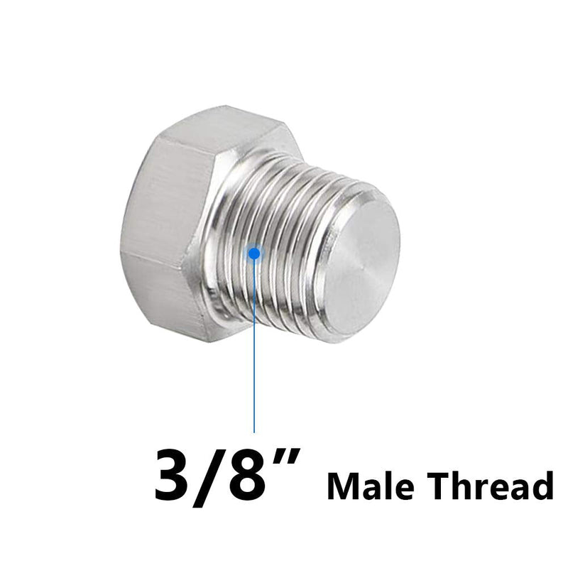 [Australia - AusPower] - Feelers 3/8" NPT Male Outer Hex Head Thread Plug Pipe Fitting, 304 Stainless Steel Oil Drain Plug Fitting (Pack of 3) 3/8"(3pcs) 